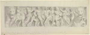 Design for a Frieze, after a Roman Sarcophagus: The First Visit of Bacchus to Ariadne