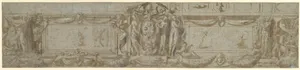 Design for a Frieze with Central Cartouche Containing Medici Arms with Papal Tiara