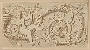 Design for a Frieze with Putto and Acanthus Scroll