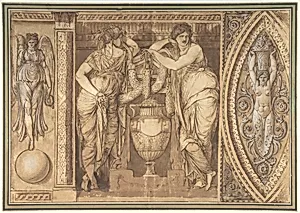 Design for a Frieze with Two Women Flanking an Urn