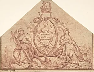 Design for a Frontispiece with Figures of Faith and Hope by Martin Tyroff