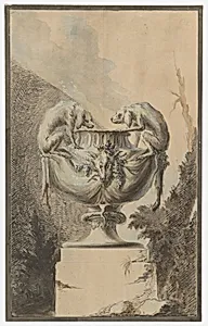 Design for a Garden Vase with Hunting Theme by Paul Egell