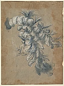 Design for a Lavish Headdress with Feathers