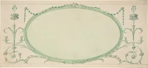 Design for a Mirror in the Form of a Horizontal Oval, Elevation
