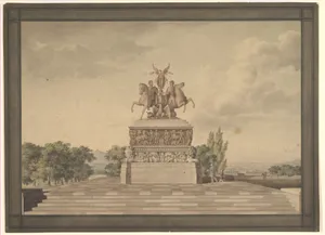 Design for a Monument of the Victory of Waterloo (recto); Portico with Corinthian Columns (verso)