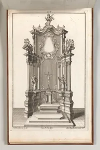 Design for a Monumental Altar, Plate h from 'Unterschiedliche Neu Inventierte Altäre mit darzu gehörigen Profillen u. Grundrißen.'