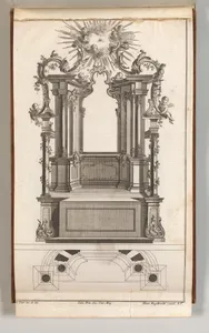 Design for a Monumental Altar, Plate 'o' (?) from 'Unterschiedliche Neu Inventierte Altäre mit darzu gehörigen Profillen u. Grundrißen.'