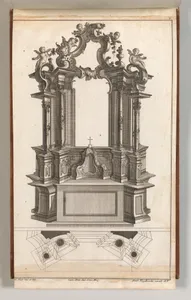 Design for a Monumental Altar, Plate 'p' from 'Unterschiedliche Neu Inventierte Altäre mit darzu gehörigen Profillen u. Grundrißen.'