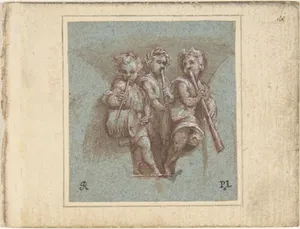 Design for a Pendentive: Youthful Musicians with Wind Instruments and a Drum