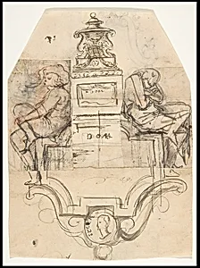 Design for a sepulchral monument; verso: Design for a monument by Pieter Verbruggen the Younger|Anonymous, Flemish, 17th century|Michiel van der Voort