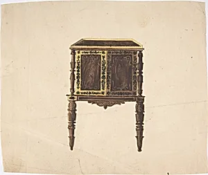 Design for a Small Cabinet with Elaborately Carved Legs by Anonymous, British, 19th century