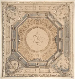 Design for a Square Trompe L'Oeil Ceiling with the Four Evangelists