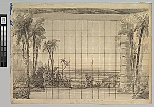 Design for a Stage Set: Backdrop of Tropical Landscape by Eugène Cicéri