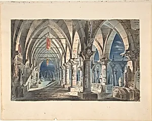 Design for a Stage Set: Cloister at Night