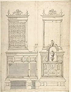 Design for a Stove and Wall Fountain (?)