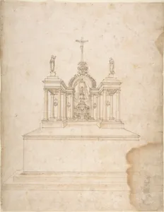 Design for a Tabernacle Surmounted by Christ on the Cross and Praying Figures (the Virgin and Saint John?)