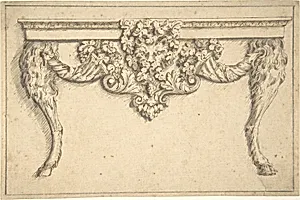 Design for a table with a cat mask and goat legs