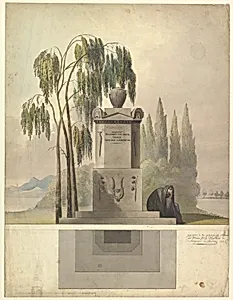 Design for a Tomb, Rothgeisser in Nuremberg (Elevation and Ground Plan) by Johann Georg Dürschner