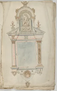 Design for a Wall Tomb with a Variant and a Statue of Christ as Salvator Mundi