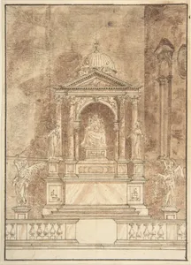 Design for an Altar: Virgin and Child Flanked by Saints, Two Angels in the Left and Right Foreground