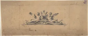 Design for an Overdoor or Headpiece: Two Reclining Figures and Urn