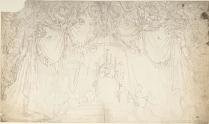 Design for Bed Alcove (recto); Studies for Statues and Carvings on Bed (verso)