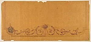 Design for decorative border to a ceiling with a putto carrying a basket of flowers by Jules-Edmond-Charles Lachaise|Eugène-Pierre Gourdet