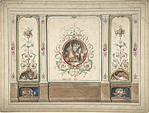 Design for Decorative Panels with Hunting Scenes Inset by J. S. Pearse