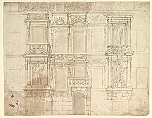 Design for Exterior Wall Elevation by Anonymous, Italian, Piedmontese, 17th century