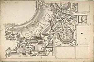 Design for half Ceiling in stucco by Anonymous, Italian, Piedmontese, 18th century