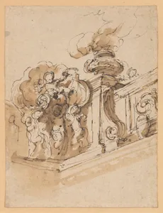 Design for Interior Corner of a Frieze or a Stairwell