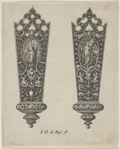 Design for Knife Handles with Ovals Containing Fortitude and the Death of Lucretia