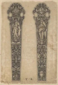 Design for Knife Handles with Personifications of Peace and Faith