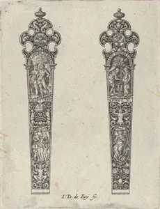 Design for Knife Handles with 'Sine Cerere et Baccho Friget Venus' and a Couple Shaking Hands