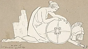 Design for large fireplace white tiles produced in Wedgwood's factory by John Flaxman