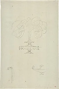 Design for Plumed Oil Lamp