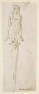 Design for Pointed Utensil with an Egyptian Style Figure on the Handle