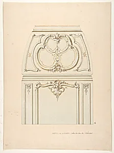 Design for Rococco-style wall and cove ornament in the salon of the Hotel de Luynes, owned by the Duc de Sabran by Jules-Edmond-Charles Lachaise|Eugène-Pierre Gourdet|Duc de Sabran