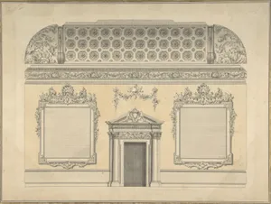 Design for Section of a Rococo Room, with a Coved Ceiling and Ornamented Corinthian Doorway