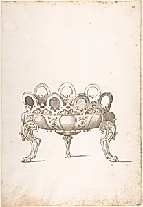 Design for Shallow Round Dish on Three Legs
