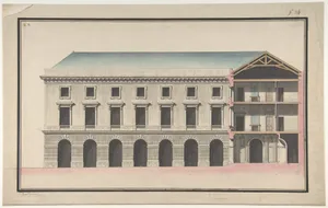 Design for the Collège de France, Paris: Elevation of the Wings of the Court with a Transverse Section through Main Front