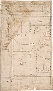 Design for the Decoration of a Wall with Grotteschi in the Antique-Style by Luzio Luzzi (also known as Luzio Romano, Luzio da Todi)