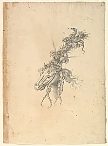 Design for the Headdress of a Horse Crowned by a Small Dragon by Baccio del Bianco