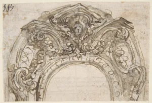 Design for the Top of an Arch, Decorated with a Cherub (recto); Design for the Frame of a Frieze (verso)
