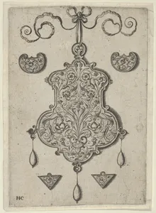 Design for the Verso of a Pendant with a Flower-Piece at Bottom Center