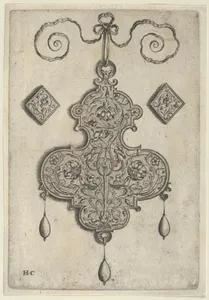 Design for the Verso of a Pendant with Three Large Flowers