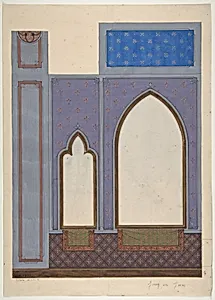 Design for wall decoration in the house of Baron Malet in Jouy-en-Josas (Seine et Gise) by Jules-Edmond-Charles Lachaise|Eugène-Pierre Gourdet