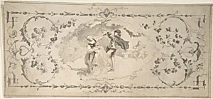 Design with Dancers in a Cartouche by Anonymous, British, 19th century