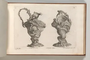 Designs for a Ewer and a Lidded Vase, Plate 2 from: 'Schöne und auf die neueste Facon inventierte Gefäße und Krüge'