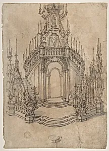 Designs for a Funerary Monument with Stairs (Recto). Various Funerary Monument Designs (Verso). by Giovanni Battista Foggini